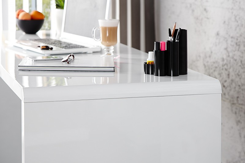Bureau professionnel 140cm design en MDF coloris blanc