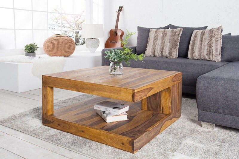 Table Basse Carrée 80x80 cm en Bois Massif