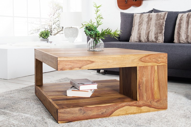 Table Basse Carrée 80x80 cm en Bois Massif