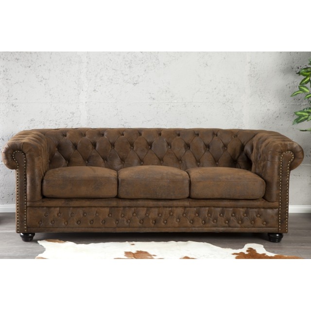 Canapé 3 places design chesterfield coloris marron