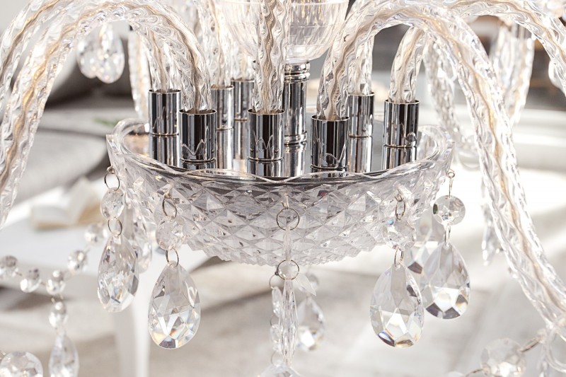 Lustre moderne à 9 bougies coloris transparent