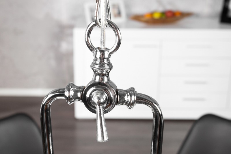 Lampe suspendue 45 cm design industriel en métal chromé