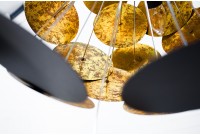 Lampe suspendue de design boule en métal coloris doré et noir