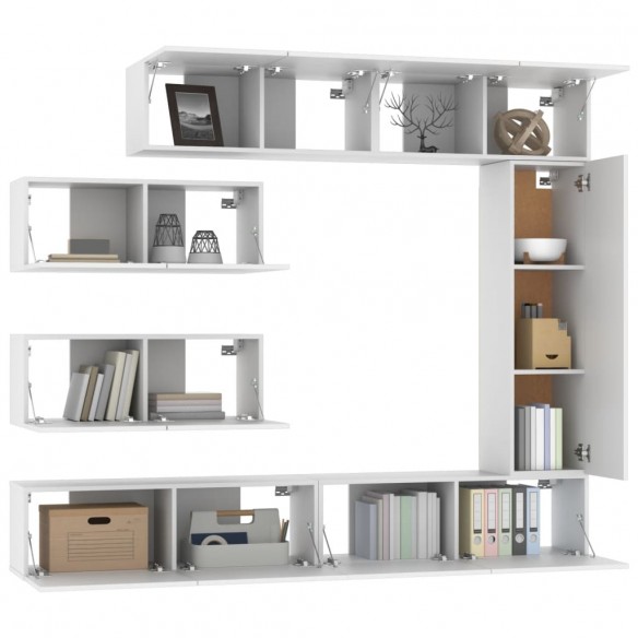 Ensemble de meubles TV 7 pcs Blanc 