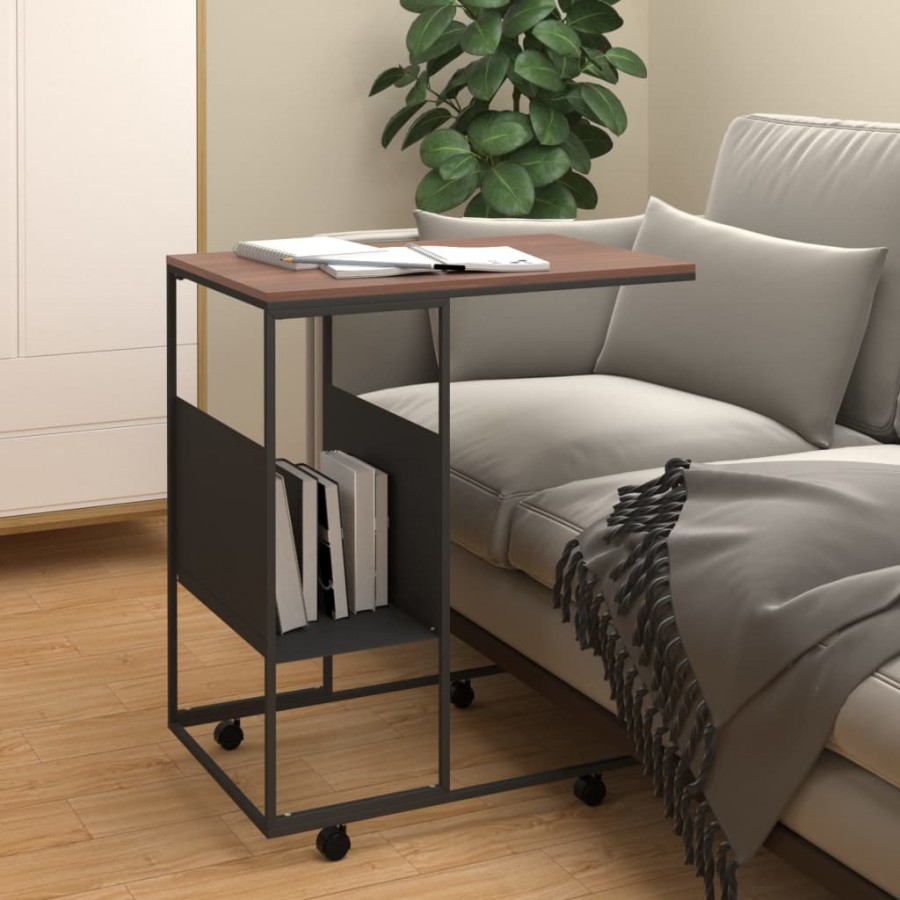 Table d'appoint avec roues Noir 55x36x63,5 cm 