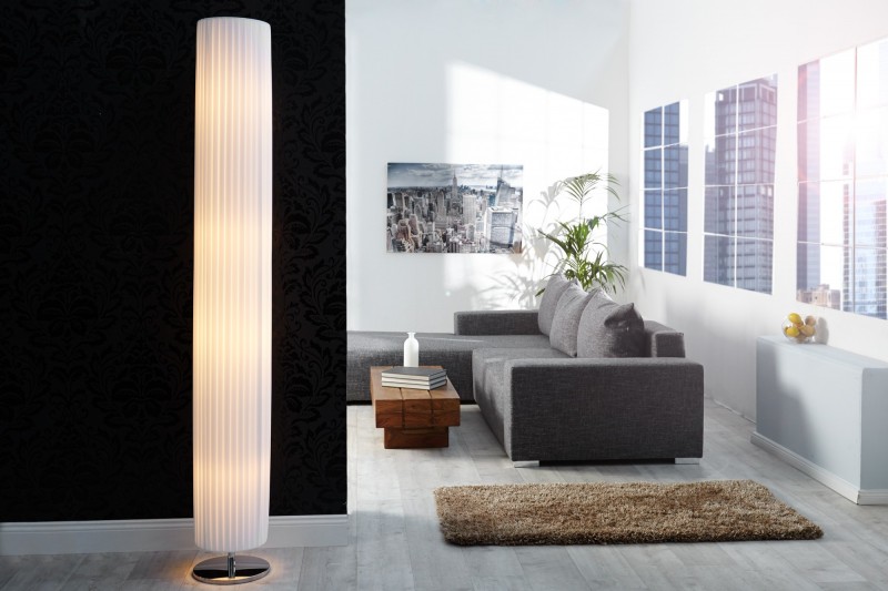 Lampadaire moderne 200 cm en tissu plissé blanc