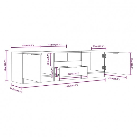 Meuble TV Chêne sonoma 140x35x40 cm 