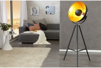 Lampadaire trépied 160 cm en acier inoxydable coloris noir et or