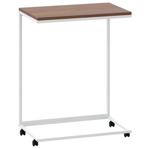 Table d'appoint avec roues Blanc 55x35x70 cm 