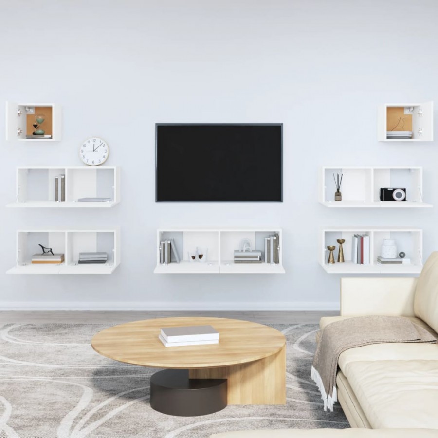 Ensemble de meubles TV 7 pcs Blanc 
