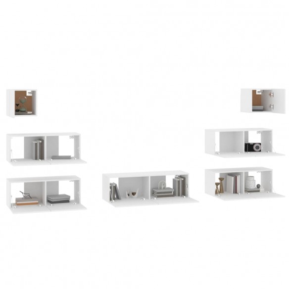 Ensemble de meubles TV 7 pcs Blanc 