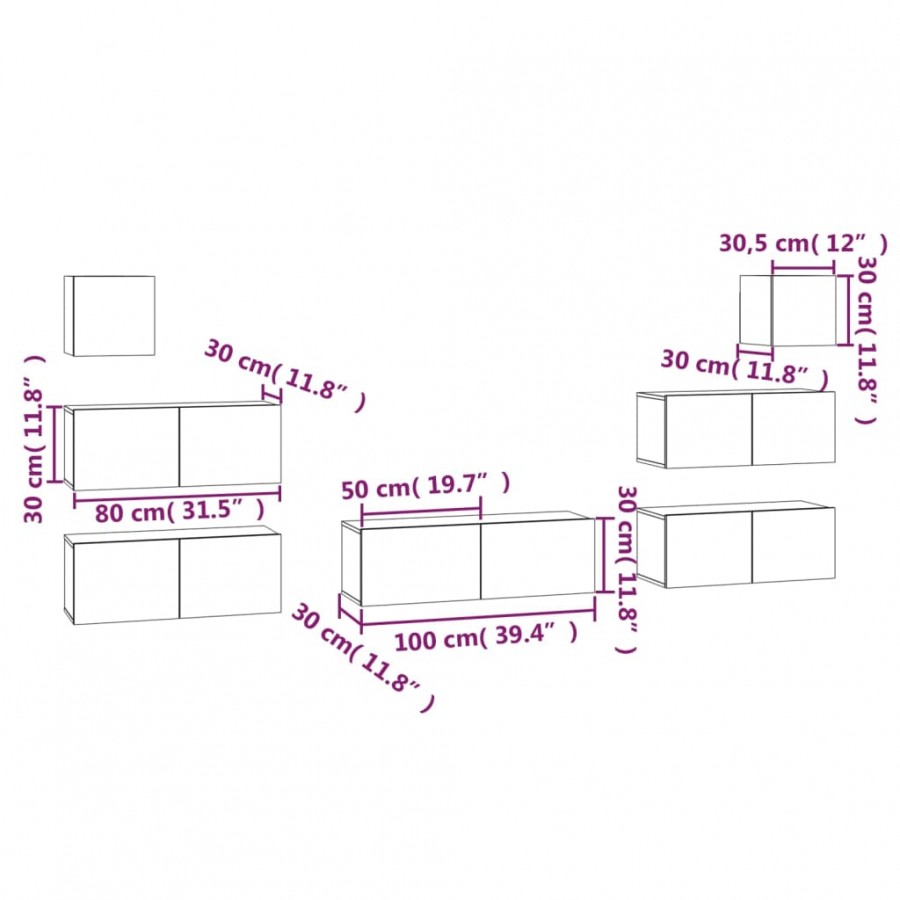 Ensemble de meubles TV 7 pcs Blanc 