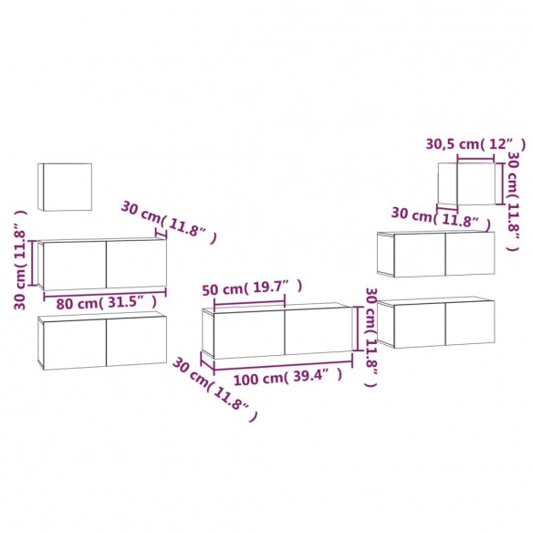 Ensemble de meubles TV 7 pcs Blanc 