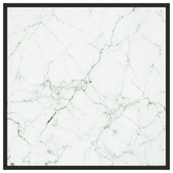 Table basse Noir avec verre marbre blanc 80x80x35 cm