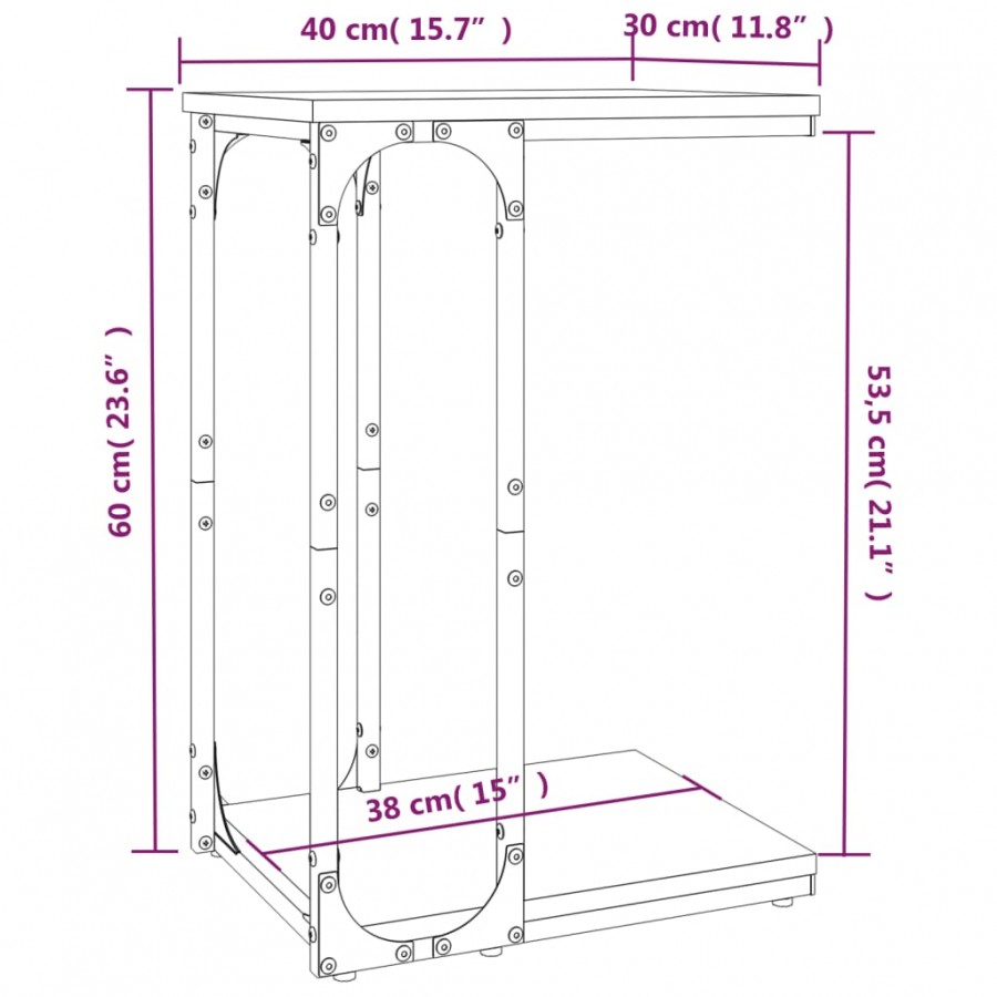 Table d'appoint Sonoma gris 40x30x60 cm 