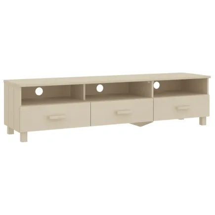 Meuble TV HAMAR Marron miel 158x40x40 cm Bois massif de pin 2