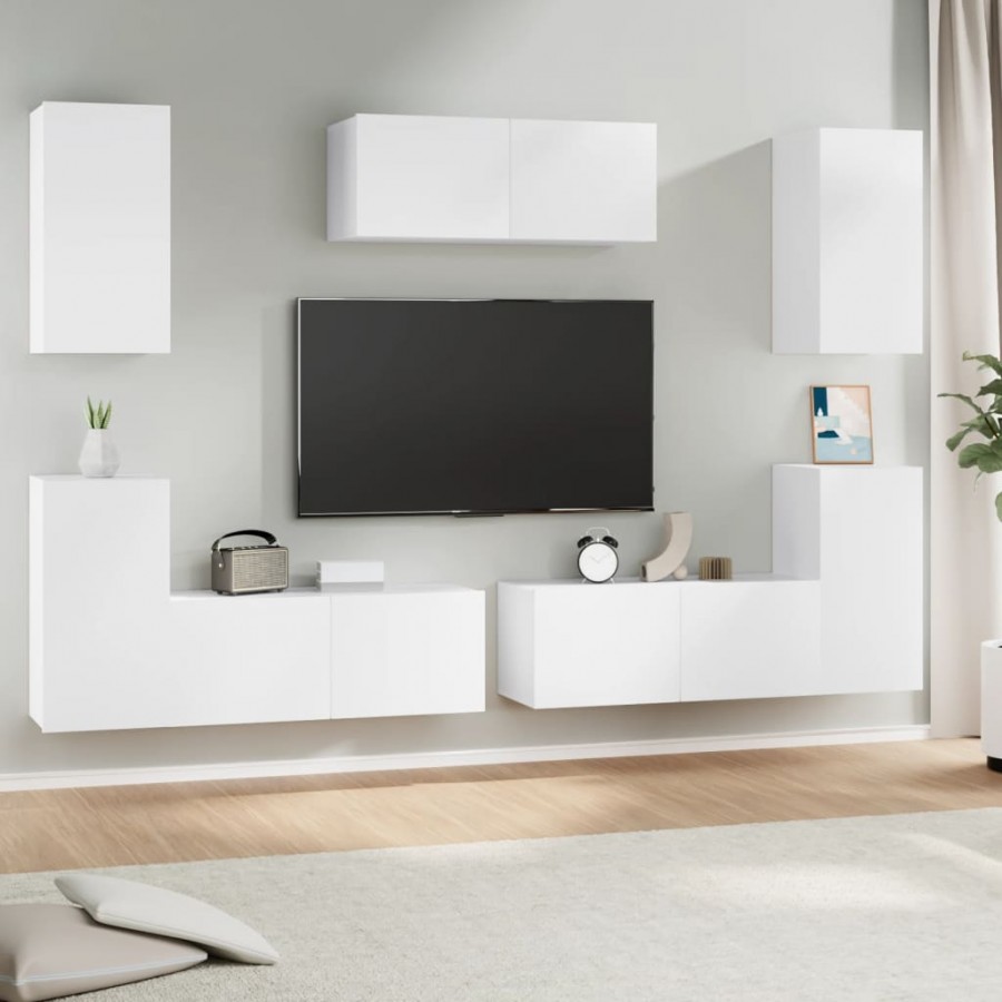 Ensemble de meubles TV 7 pcs Blanc 