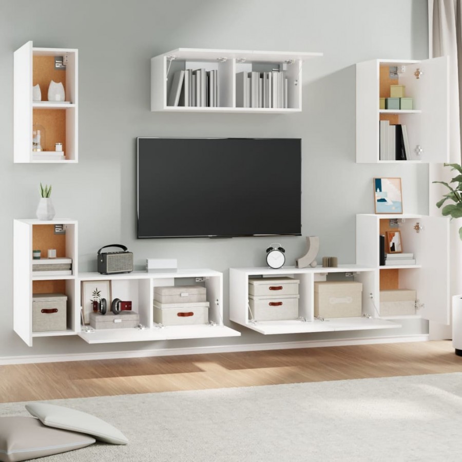 Ensemble de meubles TV 7 pcs Blanc 