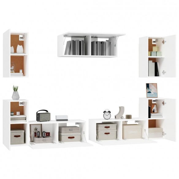 Ensemble de meubles TV 7 pcs Blanc 
