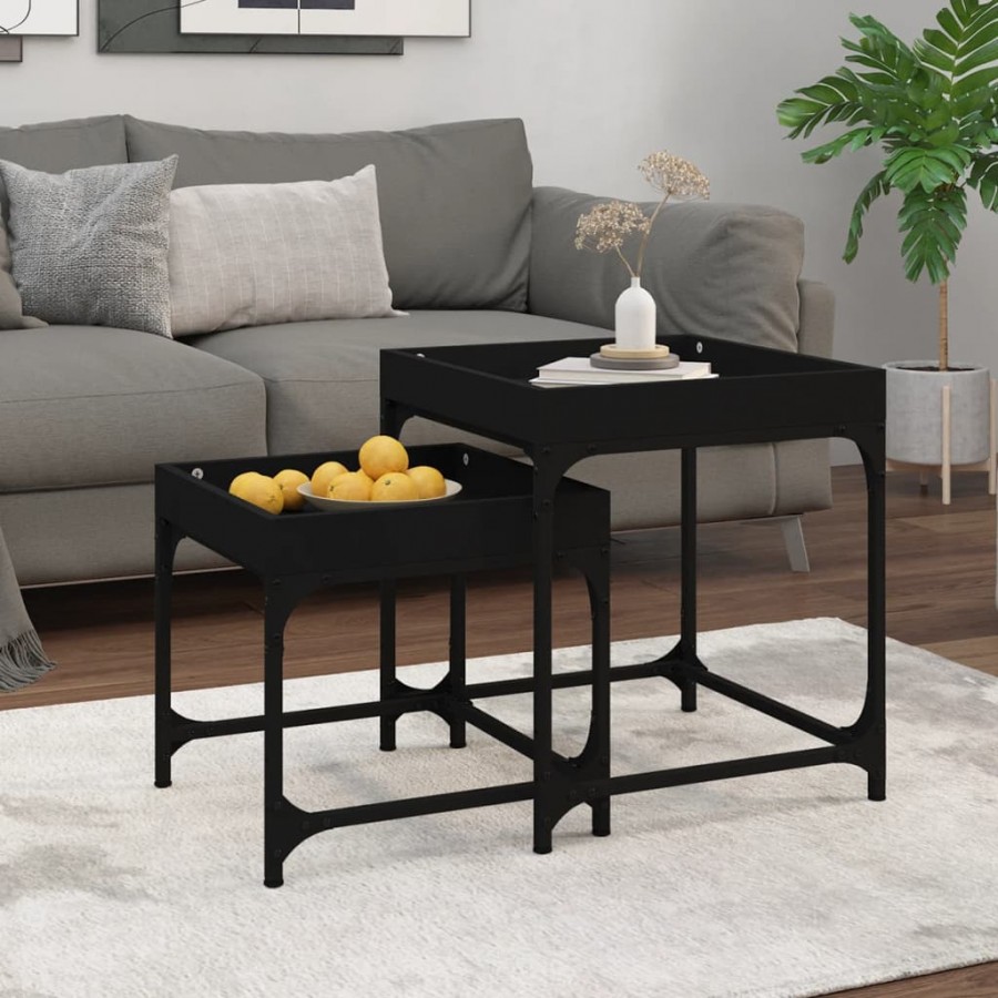 Tables d'appoint 2 pcs Noir 