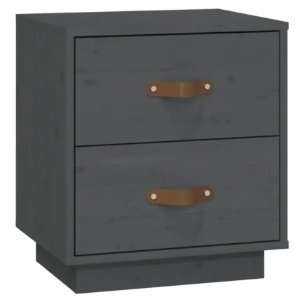 Table de chevet Gris 40x34x45 cm Bois de pin massif 2