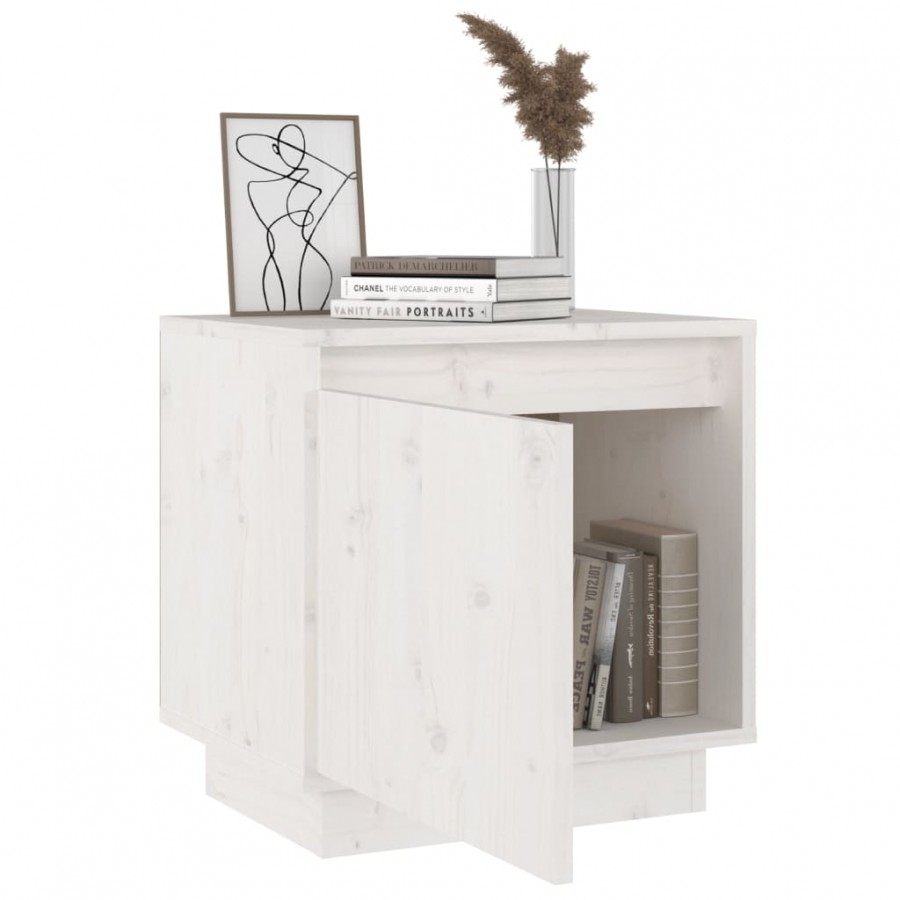 Table de chevet Blanc 40x30x40 cm Bois de pin solide