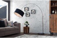 Lampadaire extensible design arqué en  lin noir
