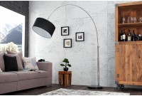 Lampadaire extensible design arqué en  lin noir