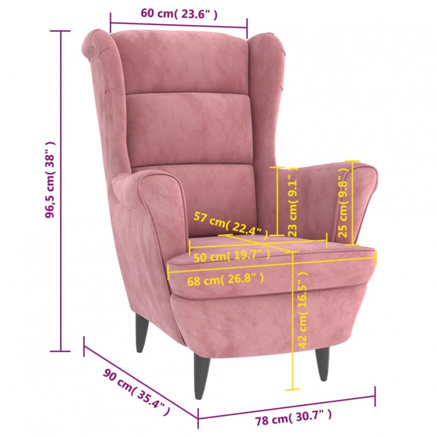 Fauteuil rose velours