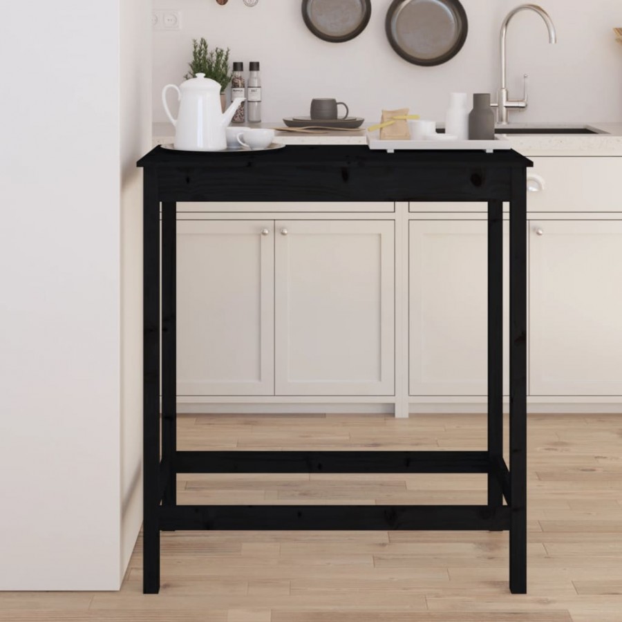 Table de bar Noir 100x50x110 cm Bois massif de pin