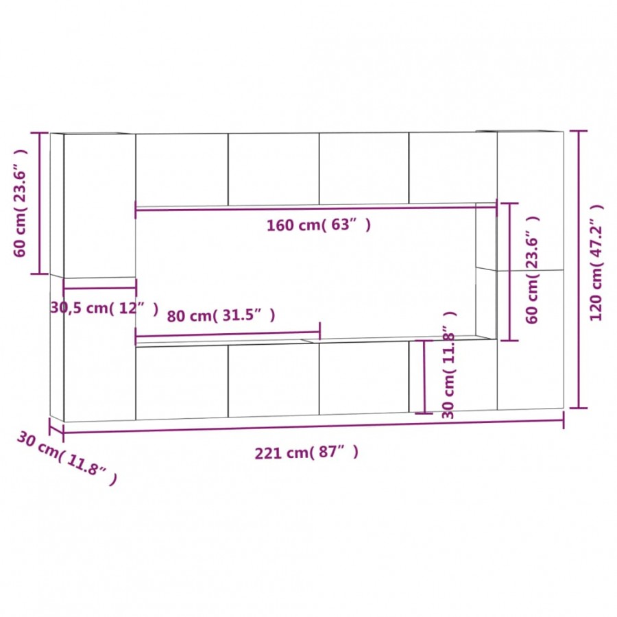 Ensemble de meubles TV 8 pcs Noir 