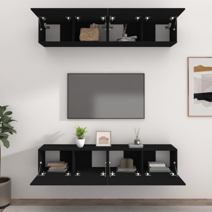 Meubles TV 4 pcs Noir 80x30x30 cm 