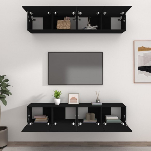 Meubles TV 4 pcs Noir 80x30x30 cm 