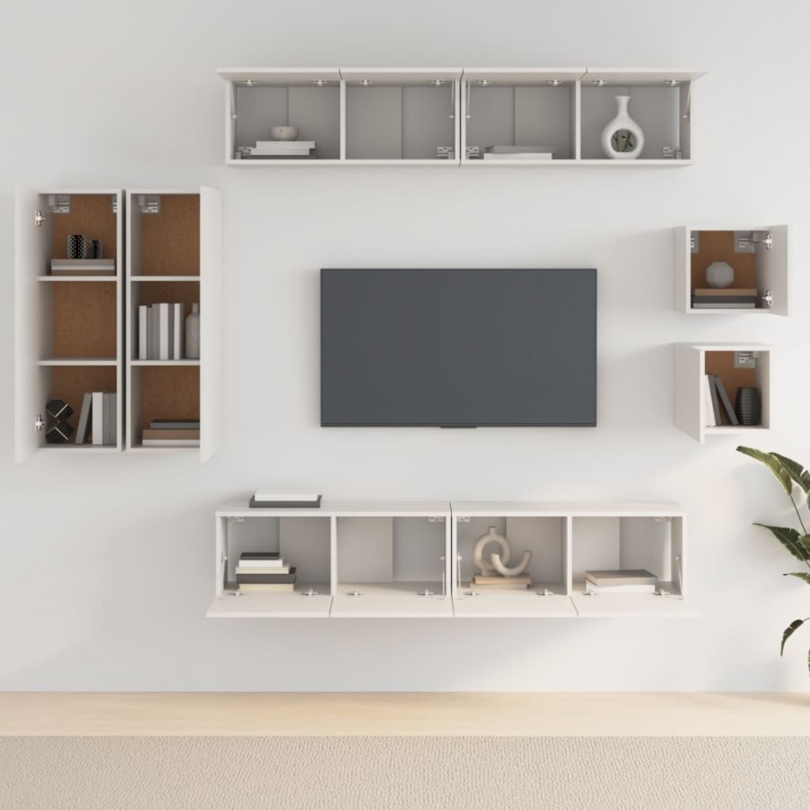 Ensemble de meubles TV 8 pcs Blanc 