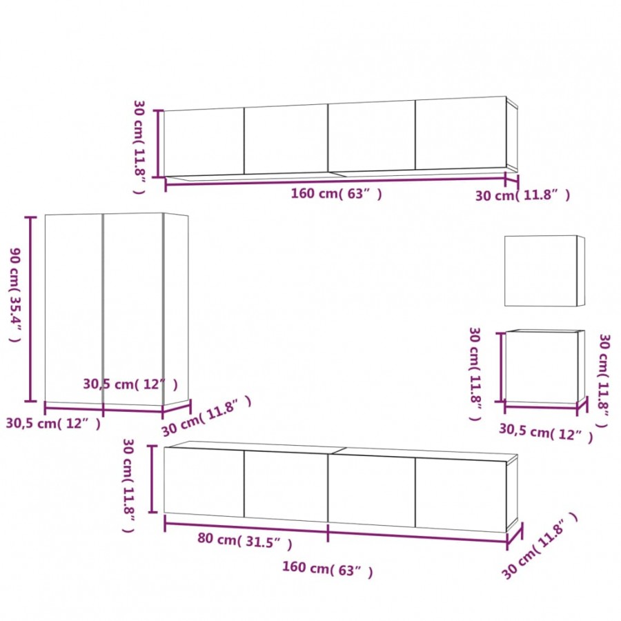 Ensemble de meubles TV 8 pcs Blanc 
