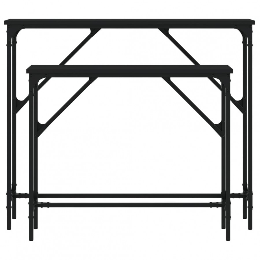 Tables console 2 pcs noir bois d'ingénierie