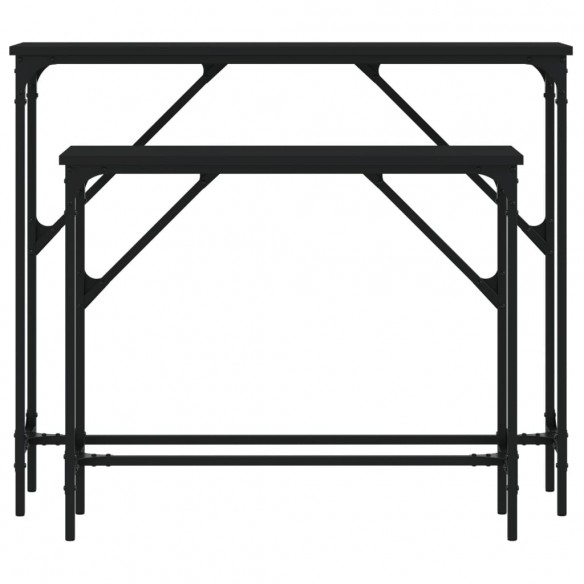 Tables console 2 pcs noir bois d'ingénierie