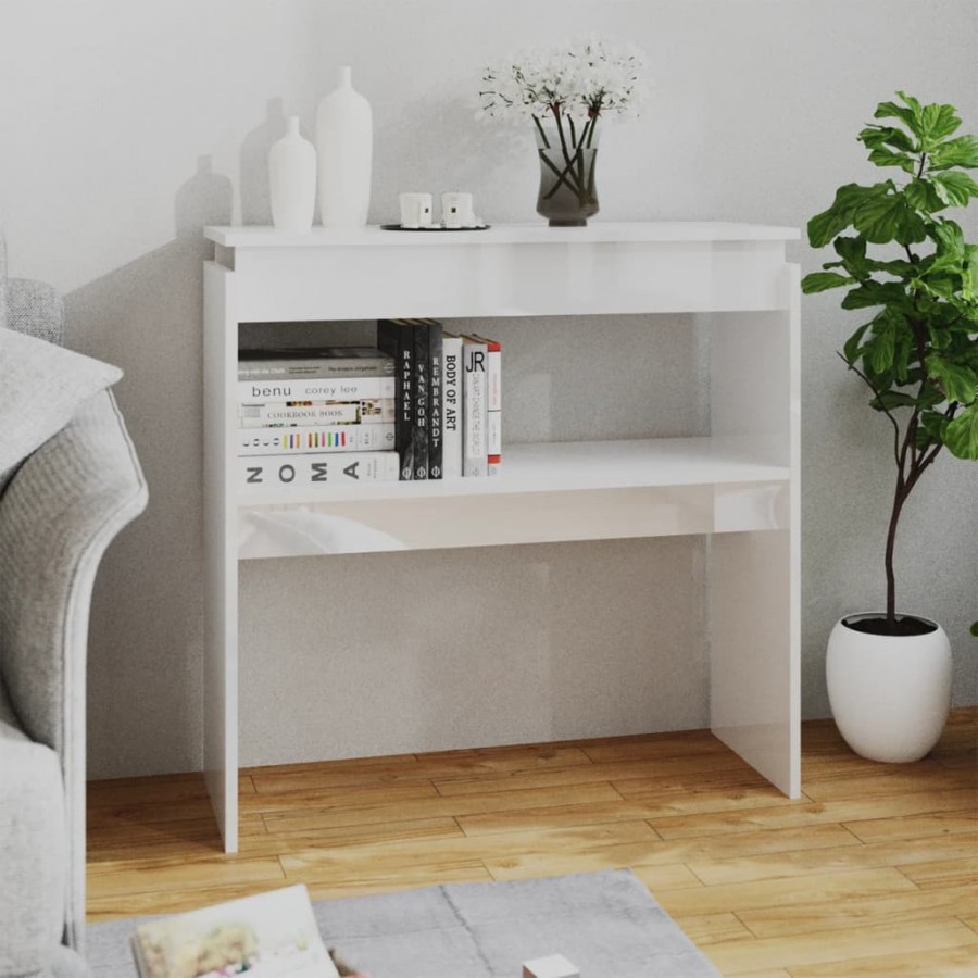 Table console Blanc brillant 80x30x80 cm Aggloméré