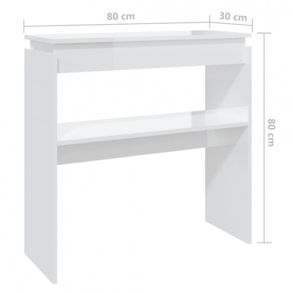 Table console Blanc brillant 80x30x80 cm Aggloméré
