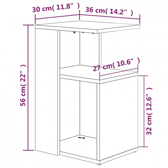 Table d'appoint Sonoma gris 36x30x56 cm 