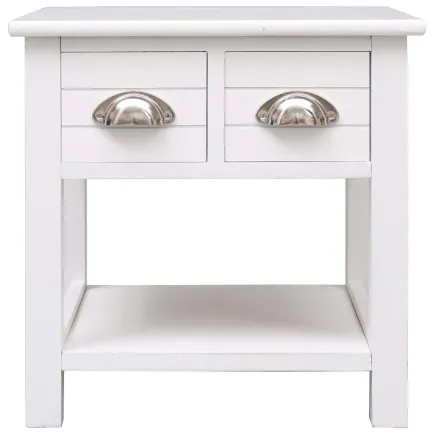 Table d'appoint Blanc 40x40x40 cm Bois de Paulownia 2