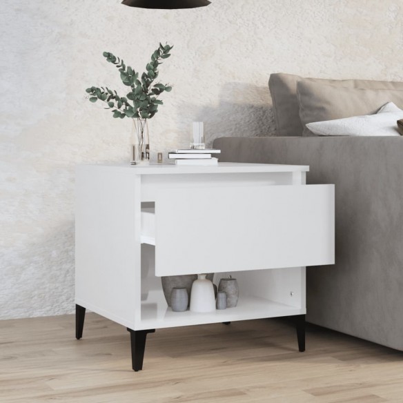 Table d'appoint Blanc brillant 50x46x50 cm 