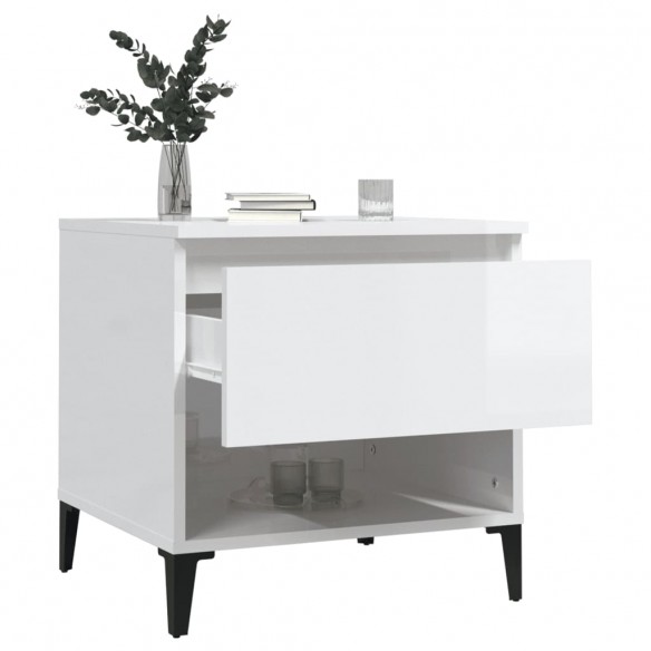Table d'appoint Blanc brillant 50x46x50 cm 