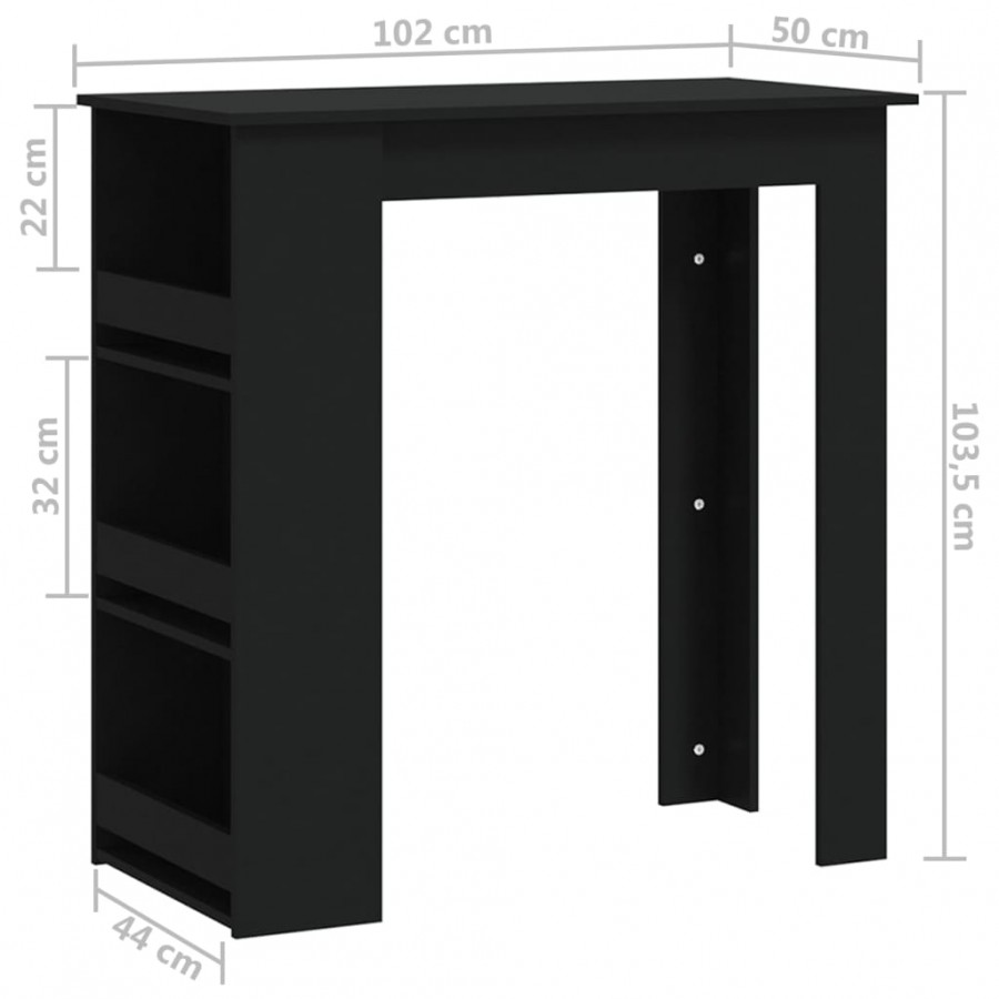 Table de bar avec rangement Noir 102x50x103,5 cm Aggloméré
