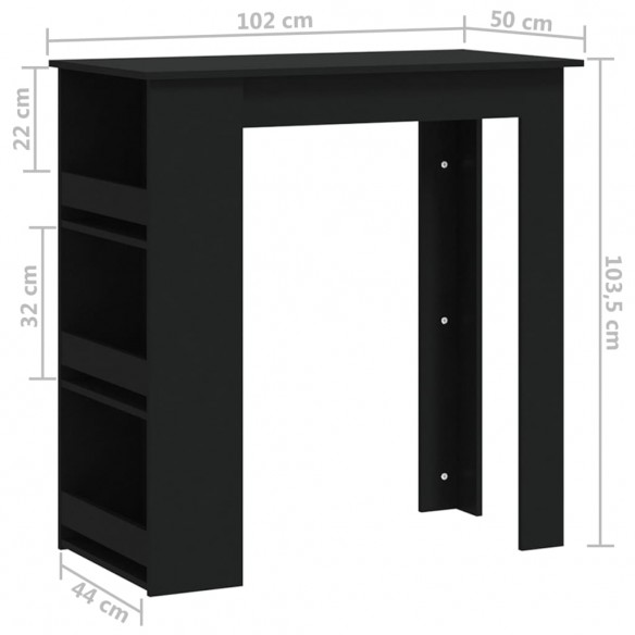 Table de bar avec rangement Noir 102x50x103,5 cm Aggloméré