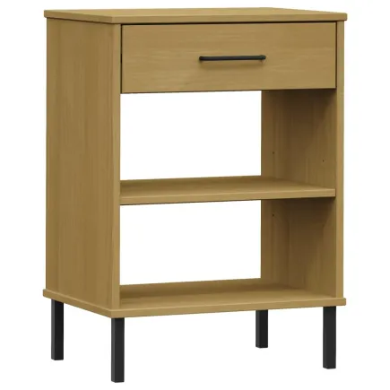 Armoire console avec pieds en métal Marron Bois pin massif OSLO 2