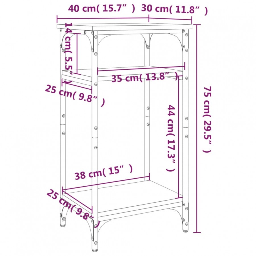 Table d'appoint Sonoma gris 40x30x75 cm 