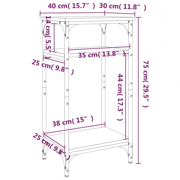 Table d'appoint Sonoma gris 40x30x75 cm 