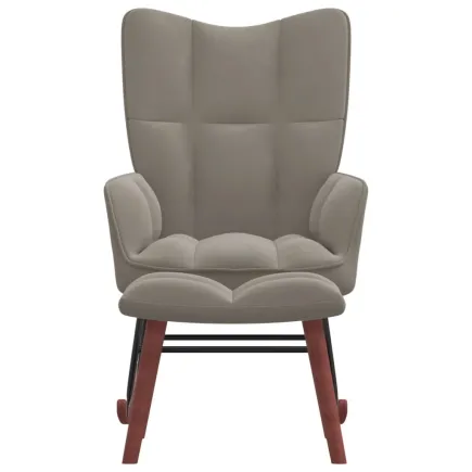 Chaise à bascule avec repose-pied Gris clair Velours 2