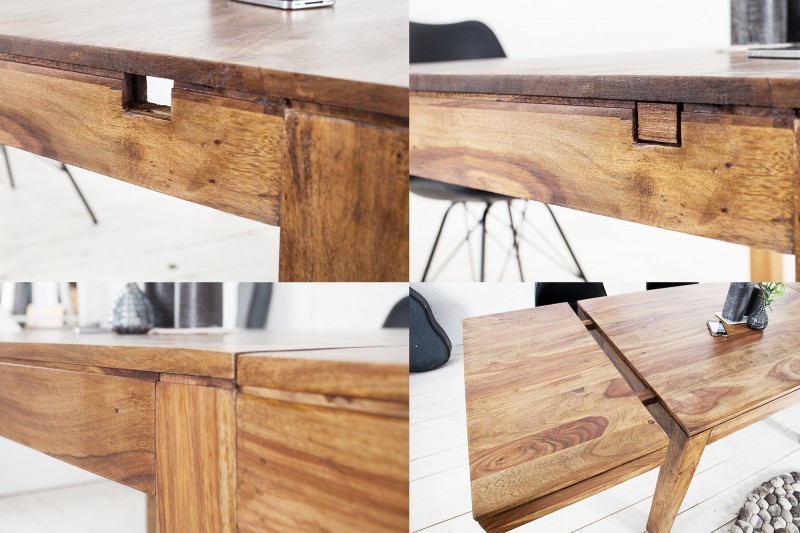 Table à manger extensible 120-200cm  en bois massif de Sheesham